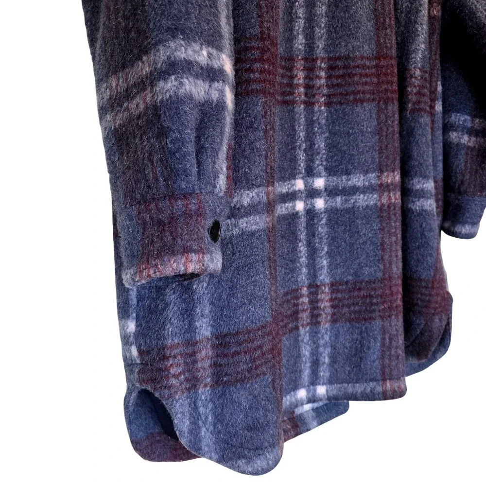 BCBGeneration Plaid Oversized Coat Jacket Burgundy Purple Blue‎ White Plaid XXL
